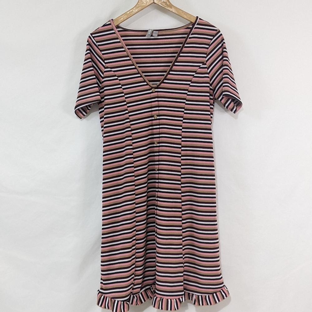ASOS Ribbed Ruffle Hem Mini Dress - Picture 4 of 10